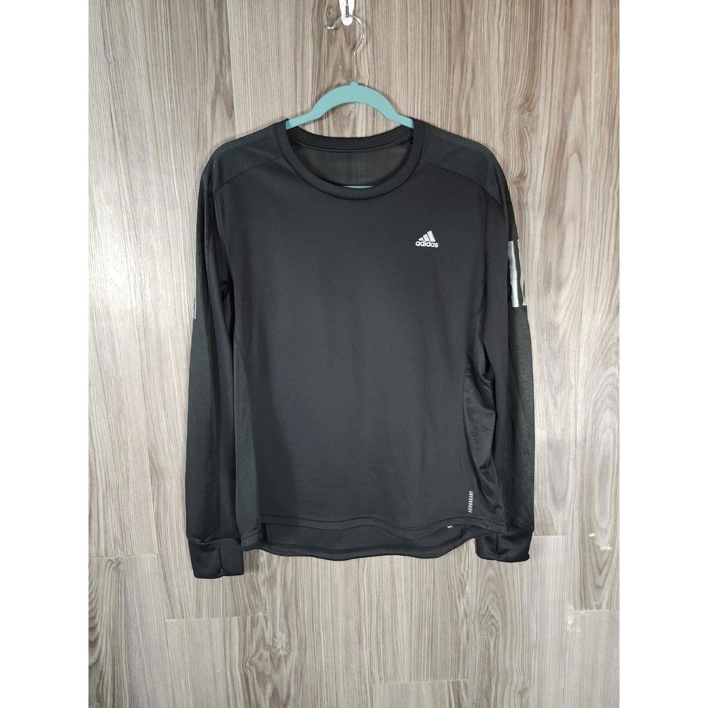 Adidas Running Aeroready Long Sleeve Shirt Black Mesh Reflective Womens Large